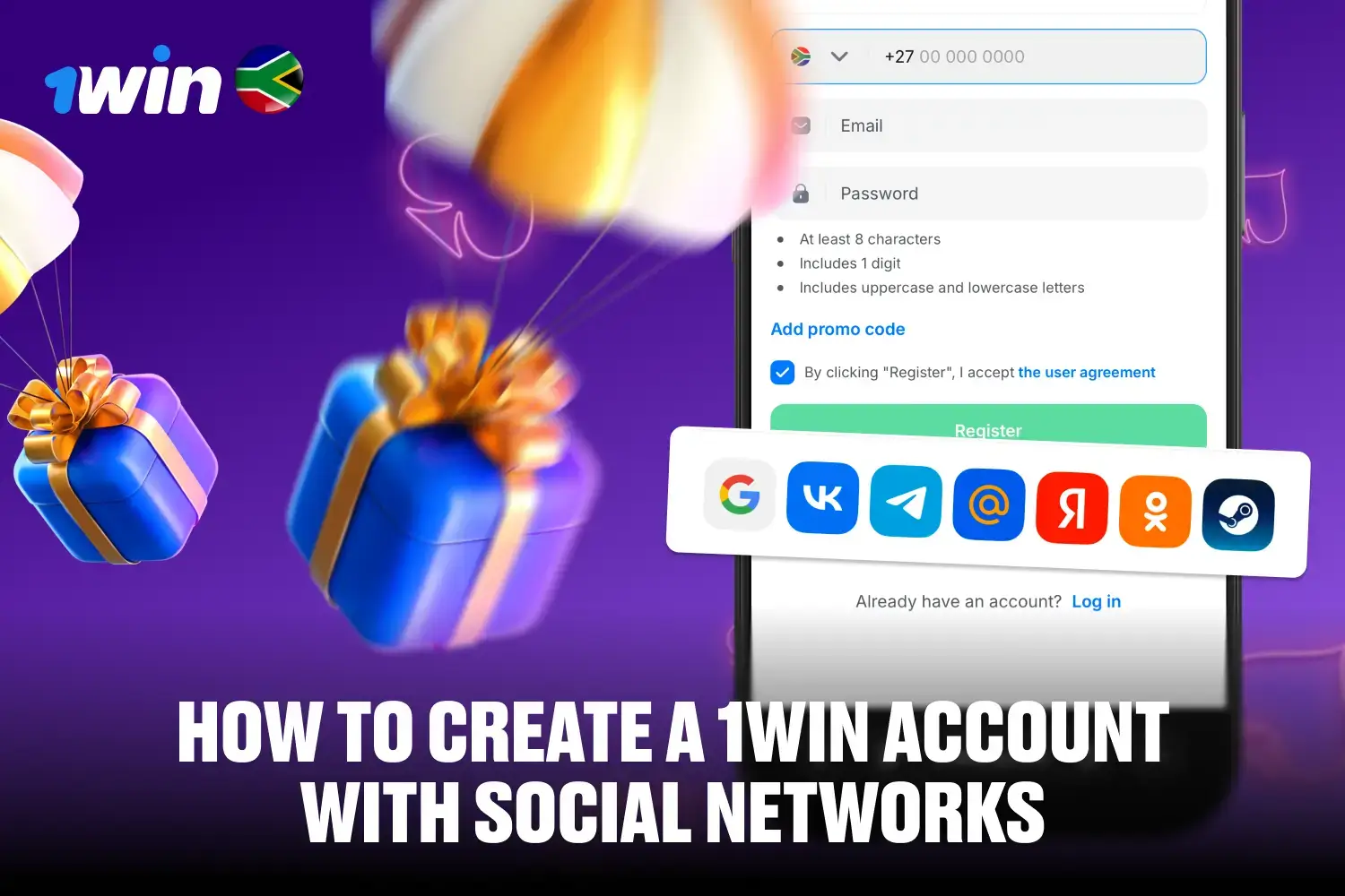 Options for registering on 1win via social networks like Google and Telegram